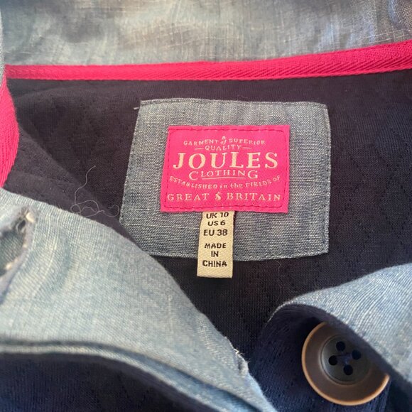 Joules Great Britain 1/4 Zip Blue Quilted Sweatshirt Size Small - Picture 4 of 5